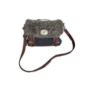 Fossil Maddox Small Workbag Brown Faux Fur Leather Crossbody